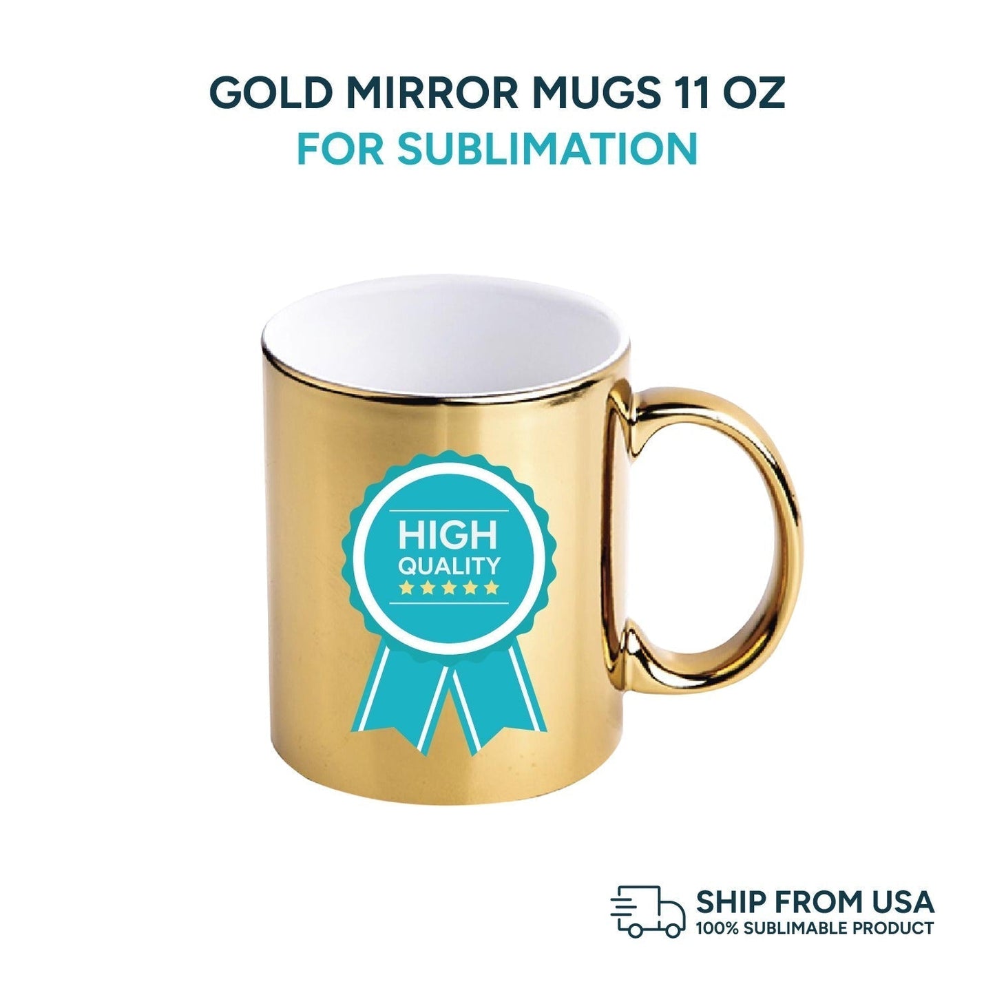 Gold mirror mugs for sublimation 11 oz